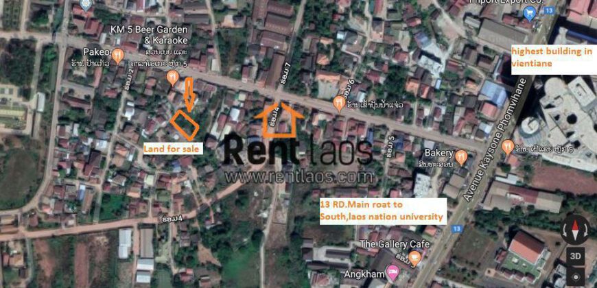 Land for Sale Near Vientiane new highest Mall(KM5)