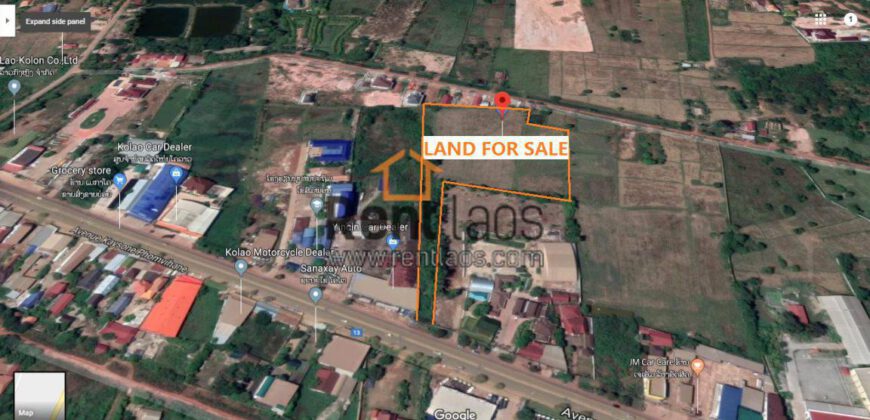 vacant land FOR SALE near national convention hall ດີນຕີດທາງໃຫຍ່ບ້ານສະພັ້ງເມີກ